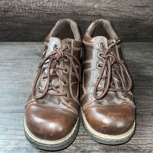 Vintage 90s Lower East Side Brown Leather Lace Up Boots Size 8W - Picture 2 of 9